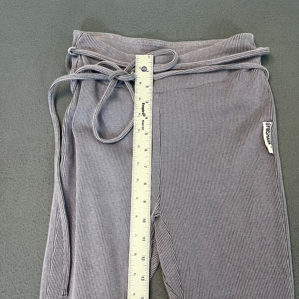 Gymshark Womens Size Medium Leggings Belted Ribbed Knit Tulip Hem Purple Lounge - Picture 7 of 11